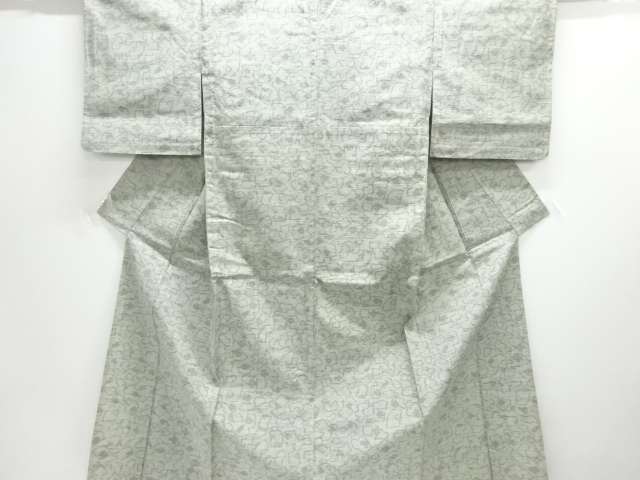 アンティーク　抽象模様織り出し手織り紬単衣着物